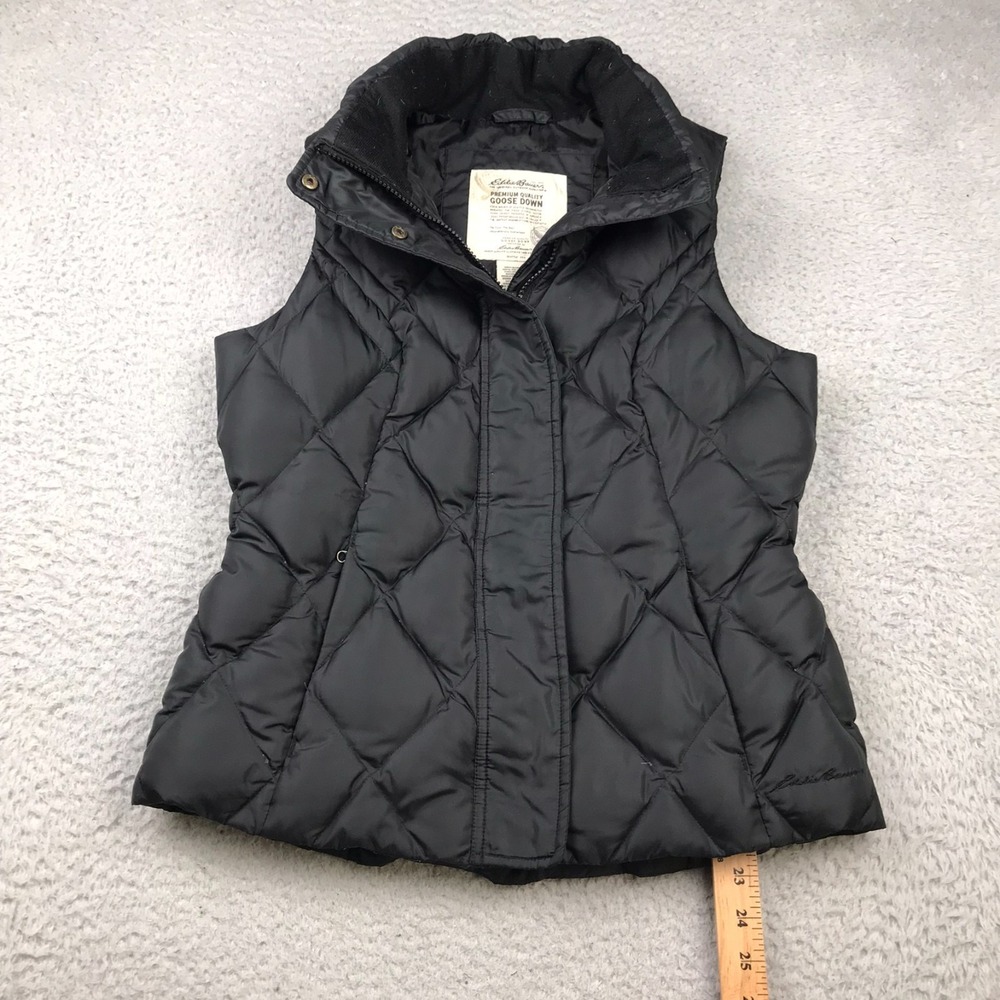Eddie Bauer Vest Womens S Black Quilted Premium Goose Down Insualted Puffer